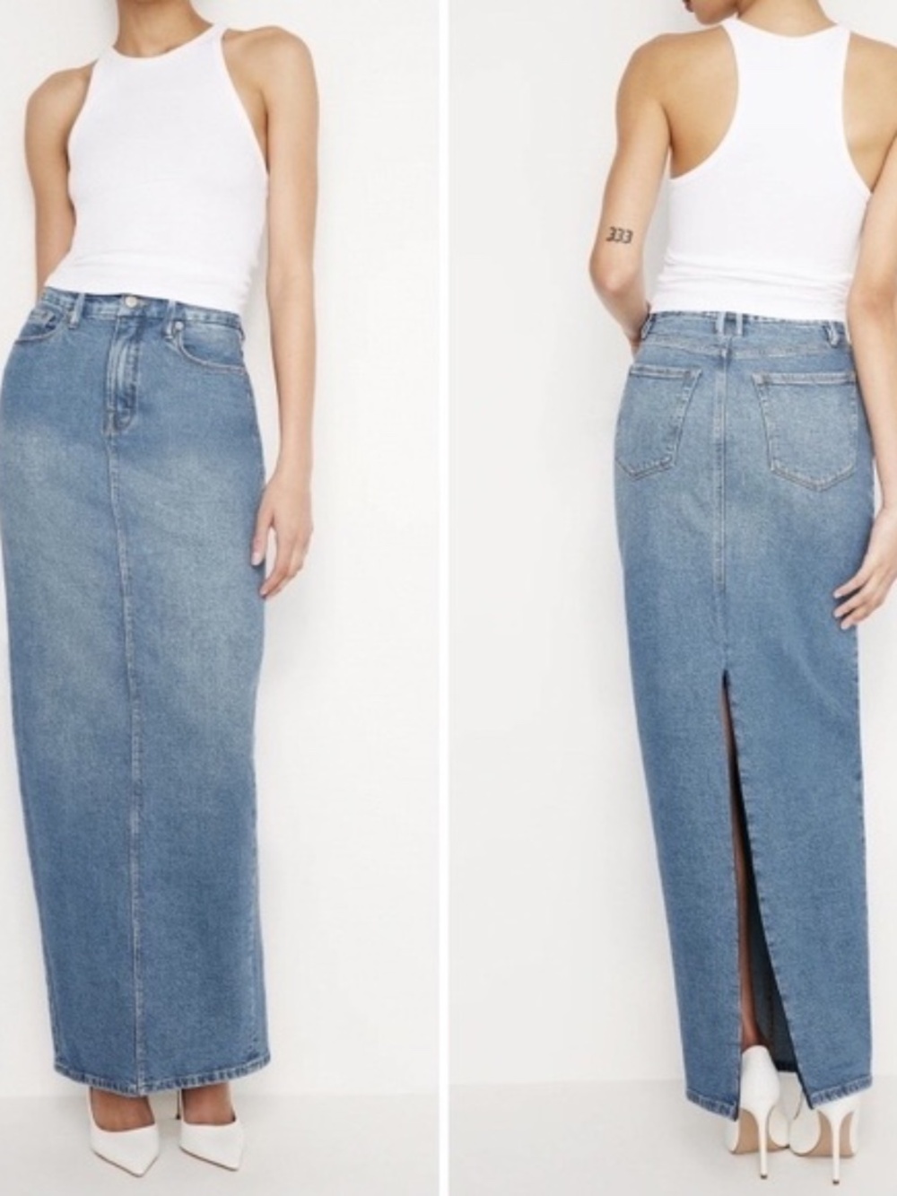 Good American Uniform Denim Maxi Skirt : 2/26